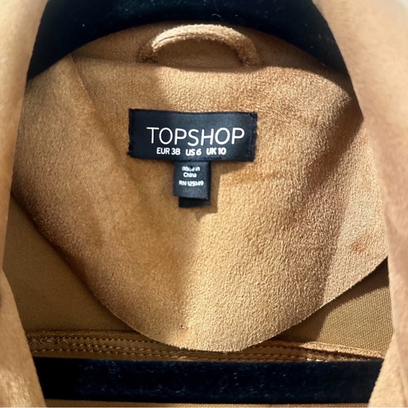 Topshop Womens Brown Suede Moto Jacket - Size 6 - Picture 4 of 4